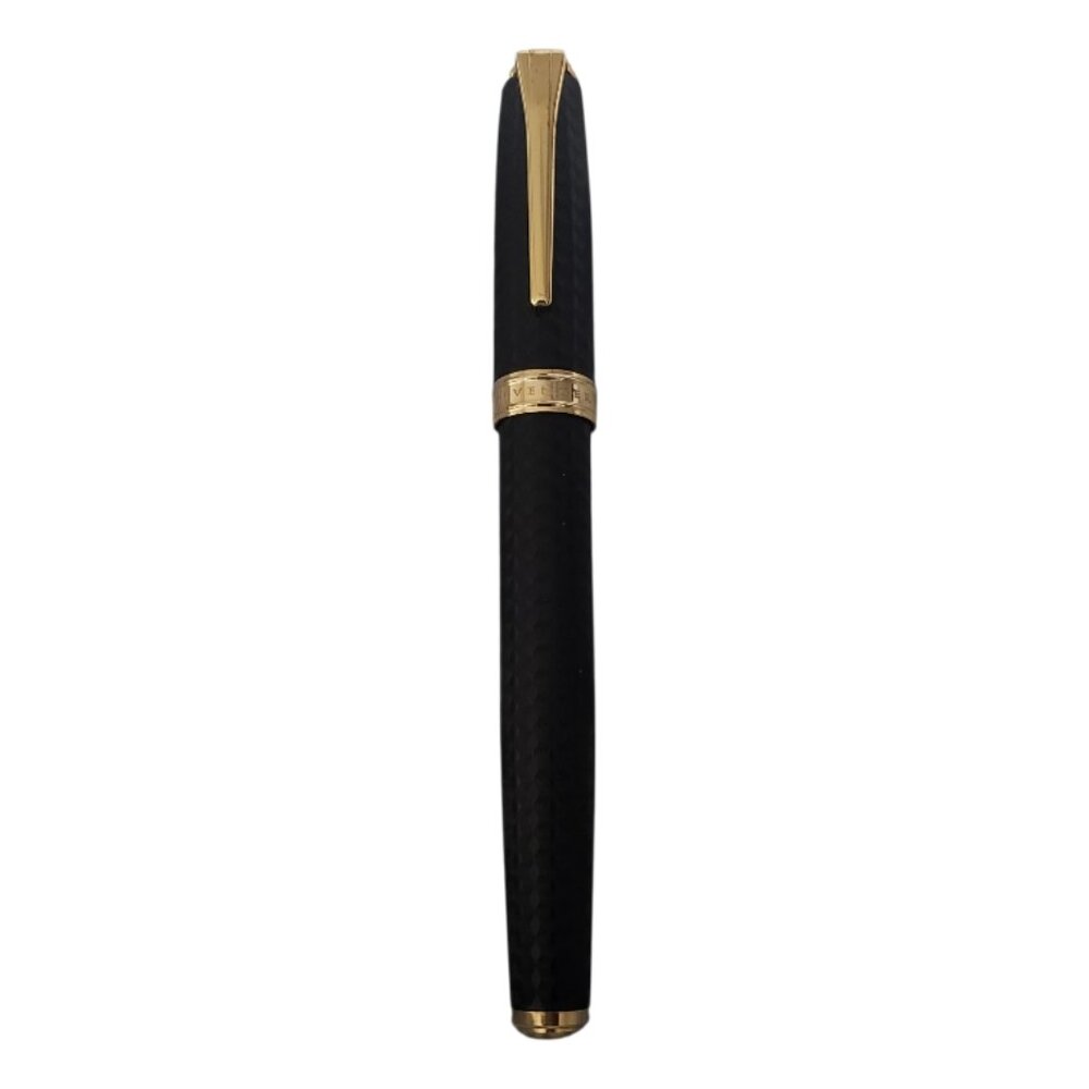 Levenger Black & Gold Matte True-Writer Herringbone Rollerball Pen
